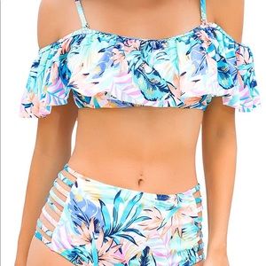 Women two piece off shoulder chic swimsuit